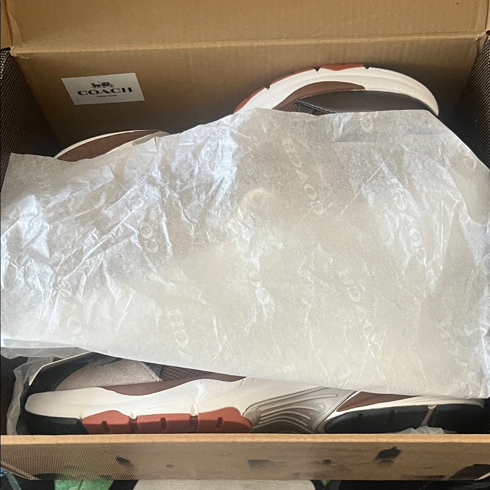 Coach Metallic Silver and Orange Sneakers - Picture 7 of 8